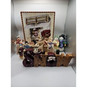 Snowman ornament, holiday decor lot